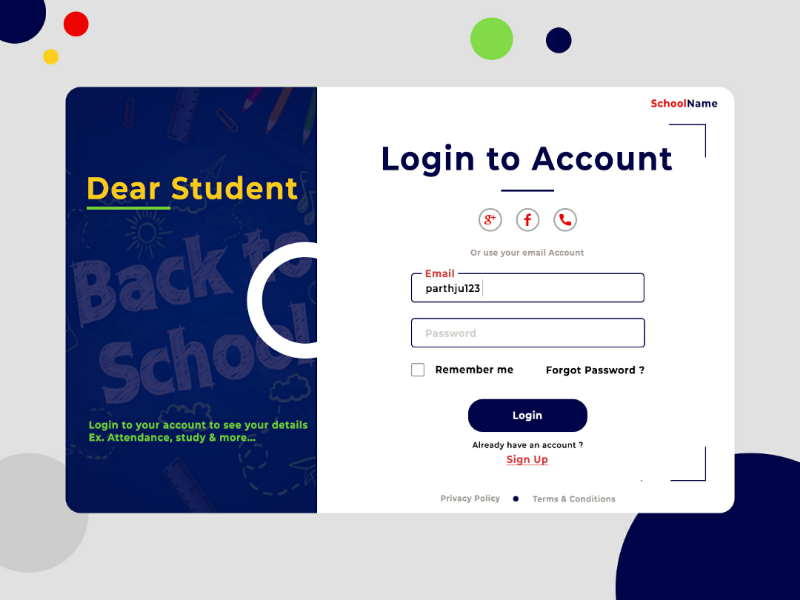 School Login Page Concept By Parth UmraliYa On Dribbble