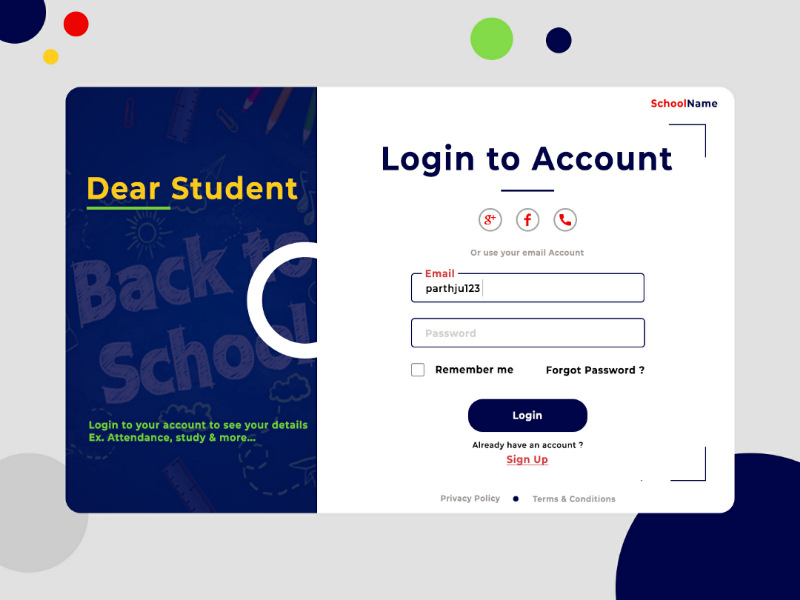 School Login Page Concept by Parth Umraliya on Dribbble