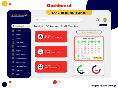 School Dashboard Web Page UI