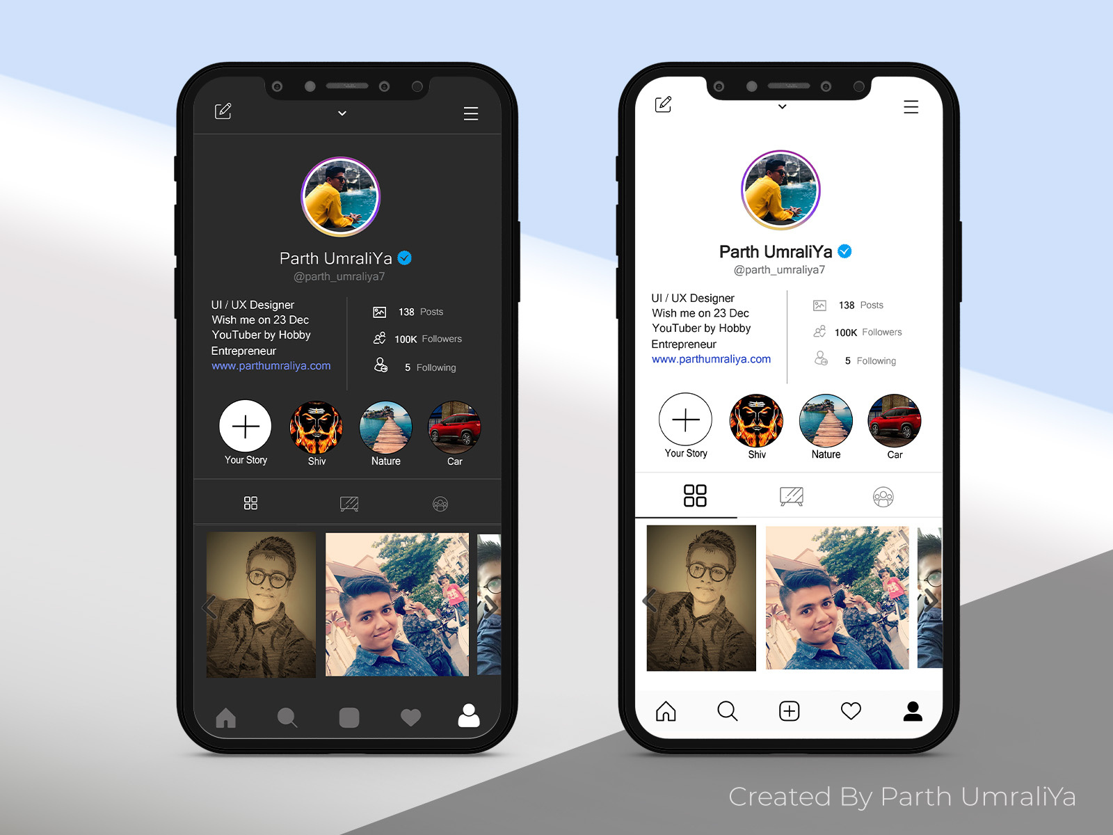 Dark & Light Re-Design Instagram ( Dark & Light ) by Parth Umraliya on ...