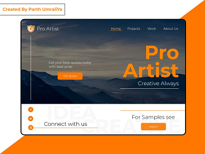 Pro Artist - Personal Web Ui Design Concept awesome design awesome ui creative design design illustration pro artist pro artist web ui pro create pro ui pro web ui ui ui design web ui