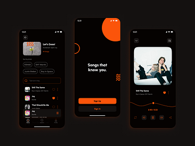 Music App app branding clean design design app minimal music app orange simple ui uidesign ux