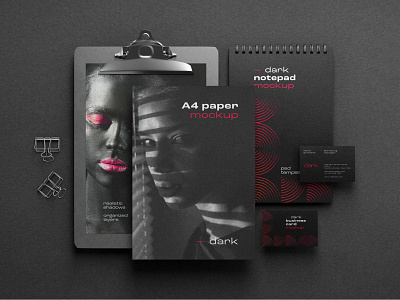Dark Stationery Branding Mockup Set branding dark design elegant logo luxury mockup mockup design mockup template photorealistic premium realism simple