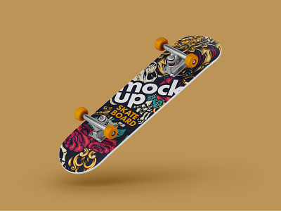 Skateboard Mockup Set branding mockup design mockup template wooden