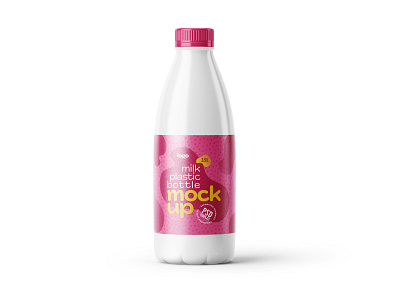 Plastic Milk Bottle Label Mockup bottle branding design food label logo milk mockup mockup design mockup template packaging photorealistic photorealistic mockup plastic realism yogurt