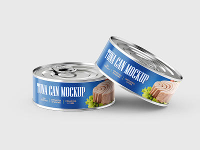 Tuna Tin Can Mockup Set branding can design fish illustration logo mockup mockup design mockup template photorealistic photorealistic mockup realism tuna