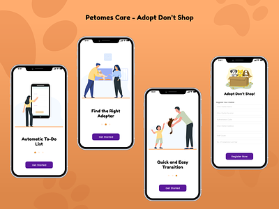 Pet Adoption - App for Shelters adoption app app sign up pet adoption app pet app pet shelters registration shelter app user experience walkthroughs