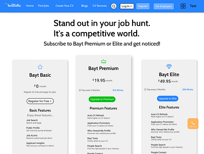 Bayt Pricing Page branding design flat illustration minimal ui ux webdesign website website design