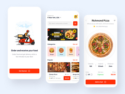 Food Delivery App Design android app app app design app designer cooking app delivery service ecommerce app food food app food delivery food delivery app ios app meal planner mobile mobile app online shopping pizza delivery product design recipe shopping app