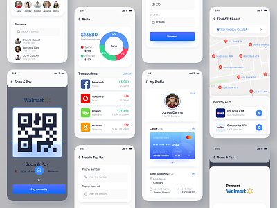 e-wallet App Design | Banking | Finance | Payment | Money app app design app designer e wallet finance find atm mobile mobile app mobile ui money app payment payments popular shot product design scan and pay stats trending shot ui design user interface wallet