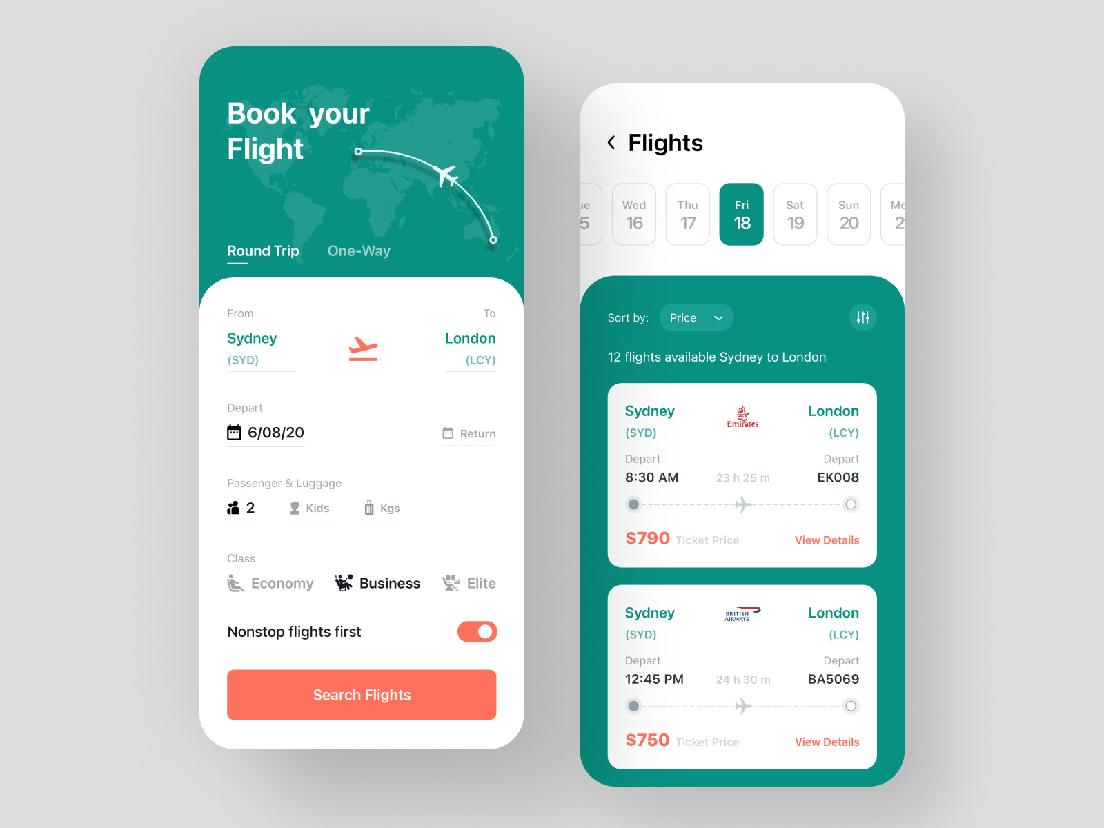 Flight Ticket Booking App  Search flight  Flights list by Rifat