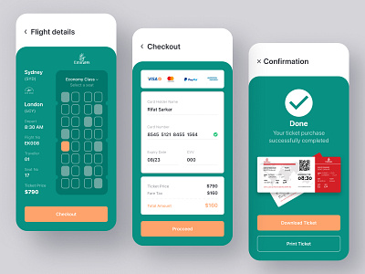 Flight Ticket Booking App | Flight Details | Checkout | Ticket