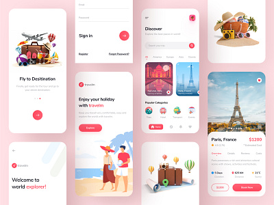 Travel App Design for Travel Agency, Traveler, Trip, Tour adventure app app design app designer booking design explore mobile ui onboarding tour tourist travel travel agency travel app traveler traveling traveller trip ui vacation