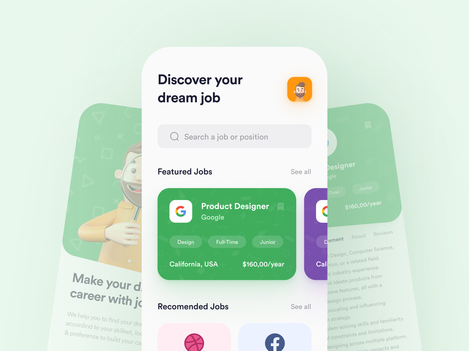 Job Finder App UI Design | Job Search | Job List by Rifat Sarkar for ...