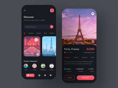 Travel App Design for Travel Agency, Traveler, Trip, Tour