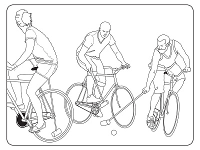 Bike Polo Illustration bicycles bike polo black and white illustration illustrator line drawing simple sports