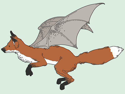 Flying Fox Visual Identity Asset animal bat fox hybrid illustrator traditional vector