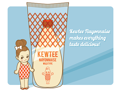 Kewtee Nayonnaise cartoon cute flat food illustration illustrator kewpie mayonnaise retro vector