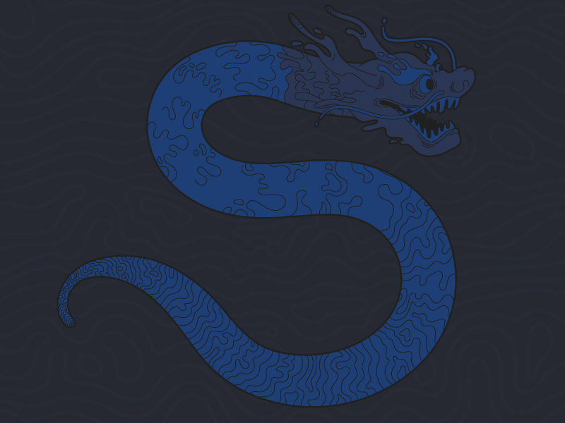 #Typehue Week 19: S type challenge project serpentine wavy lines illustration letter black blue vector dragon