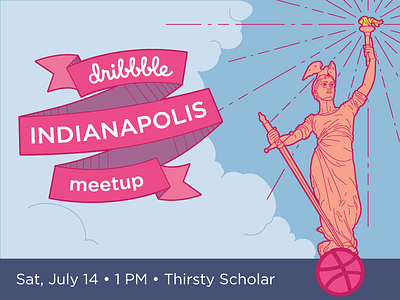 2018 Indianapolis Dribble Meetup dribbble event illustration indianapolis line drawing meetup vector