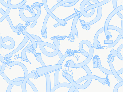 Visual Identity Element Sketch blue creative decorative digital illustration hands illustration noodle pattern process sketch tools