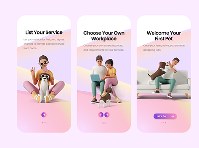 Petsitter onboarding screen app ios onboarding screen pet ui uiux walkthrough screen