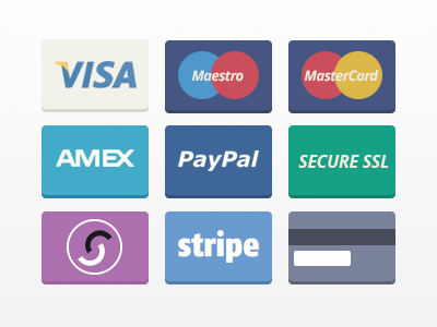 Flat Payment Cards amex card credit maestro paypal psd secure solo ssl stripe visa