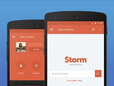 Storm Android Preview account android app browser material menu red search storm