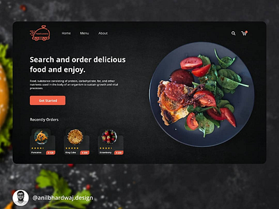 Food Web Landing page darktheme landing page uidesigner uxdesigner webdesigner webpage website