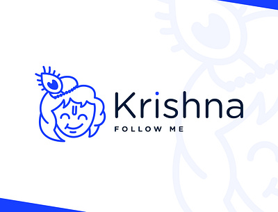 krishna logo animal app branding design flat graphic design icon illustration illustrator krishna logo logodesign minimal modern logo unique logo vector