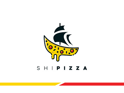 ship pizza logo design flat graphic design icon illustration illustrator logo logodesign minimal modern logo