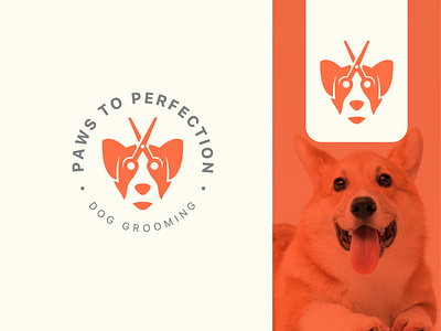 Dog grooming branding graphic design logo logodesign minimal warm up
