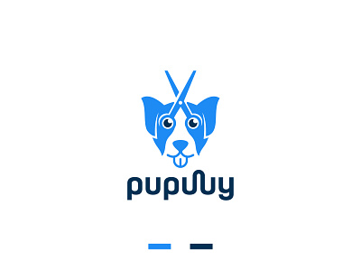 DOG LOGO blue logo branding dog dog groomers dog grooming dog logo flat graphic design groomers illustration illustrator logo logodesign minimal warm up