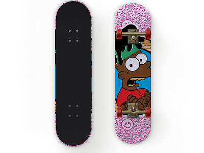 Kill Moe Deck african american design dmv gold teeth graphic design illustration kill moe pink simpsons skate deck skate or die skateboard swiss design vector washington dc