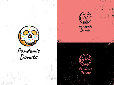 Pandemic Donuts brand branding design donut donut shop donuts doughnut doughnuts icons identity illustration logo logos pandemic quarantine life skeleton skull sprinkles typography vector