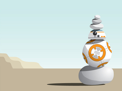 BB-8 bb 8 droid illustration robot stacked rocks star wars the force awakens vector zen