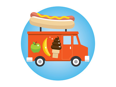 Food Truck apple banana food truck hot dog ice cream ice cream cone illustration treats vector