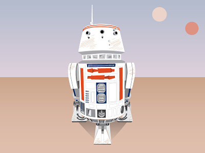 R5D4.2 desert droid illustration r5d4 robot star wars tattoine vector
