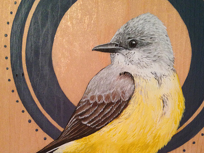 Kingbird acrylics bird detail feathers fine art painting wood