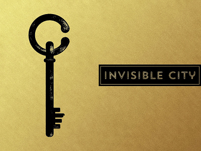 Invisible City branding gold key logo mysterious old key old world vintage key