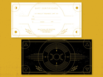 Gift Certificate art deco astrology brand branding design earth elements gift certificate illustration intricate magic massage moon cycles moons typography vector wicca wiccan witch