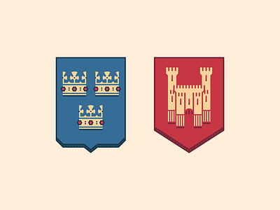 Medieval Coat of Arms Redesigns castile castle coat of arms crowns logo logo design medieval shield sweden