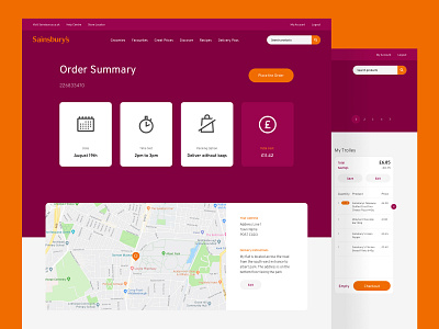 Sainsburys order online, summary and checkout cart checkout delivery design ecommerce grocery store ui ux website