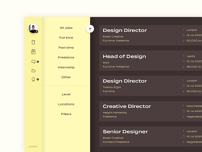 Dashboard Profile and Menu dashboard dashboard design dashboard ui freelance icons jobs menu profile