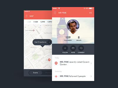 Map and Profile Screen app design ios map minimalist profile ui users ux