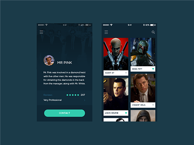 Profile and Search Screens app assassins design iphone minimal sign up style ui ux