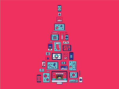 VIA Christmas Card card christmas illustration laptop phone print tablet tree xmas