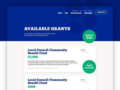 Grants Page application charity colourful community design fun page ui ux web website