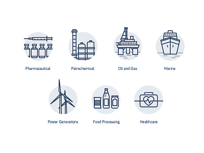 Industrial Product Icons branding digital icons industrial manufacturing products services thermal website