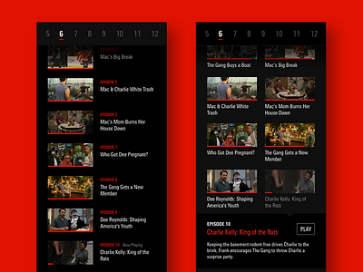 Netflix Episode List Concepts concept dark design episode netflix player scrolling ui ux video